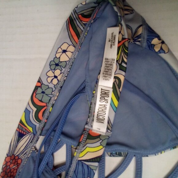 Victoria's Secret Sport Bra M Lace Up Yoga Active No Padding Floral Colorful - Picture 12 of 12